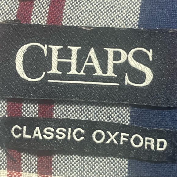 Chaps Men’s Plaid BU LS Shirt Blue Red White Size XL 100% Cotton - Picture 3 of 4